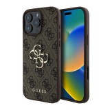 CG Mobile Apple iPhone 16 Pro guess 4g big logo szilikon telefonvédő (ütésállóság, bőr hatású hátlap) sötétbarna