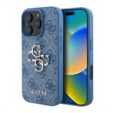 CG Mobile Apple iPhone 16 Pro guess 4g big logo szilikon telefonvédő (ütésállóság, bőr hatású hátlap) világoskék