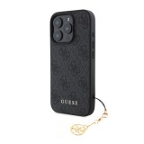 CG Mobile Apple iPhone 16 Pro guess 4g charms műanyag telefonvédő (textil hátlap, telefondísz) sötétszürke