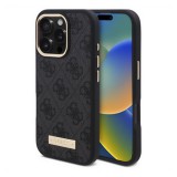 CG Mobile Apple iPhone 16 Pro guess 4g logo plate szilikon telefonvédő (textil hátlap, magsafe) fekete