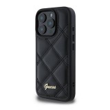 CG Mobile Apple iPhone 16 Pro guess pu leather quilted szilikon védő (ütésállóság, bőr hatású hátlap, rombusz) fekete