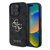 CG Mobile Apple iPhone 16 Pro Max guess 4g big logo szilikon telefonvédő (ütésállóság, bőr hatású hátlap) fekete