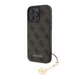 CG Mobile Apple iPhone 16 Pro Max guess 4g charms műanyag telefonvédő (textil hátlap, telefondísz) barna