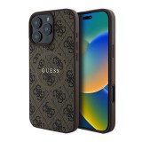 CG Mobile Apple iPhone 16 Pro Max guess 4g ring classic logo szilikon védő (ütésálló, textil hátlap, magsafe) sötétbarna