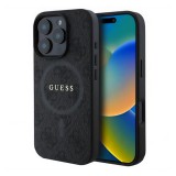 CG Mobile Apple iPhone 16 Pro Max guess 4g ring classic logo szilikon védő (ütésállóság, textil hátlap, magsafe) fekete