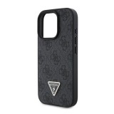 CG Mobile Apple iPhone 16 Pro Max guess pu 4g strass triangle metal logo védő (ütésálló, bőr hatású hátlap) fekete