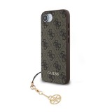 CG Mobile Apple iPhone 16e guess 4g charms műanyag telefonvédő (textil hátlap, telefondísz) barna