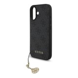 CG Mobile Apple iPhone 17 guess 4g charms műanyag telefonvédő (textil hátlap, telefondísz) sötétszürke