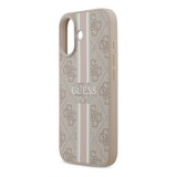 CG Mobile Apple iPhone 17 guess 4g printed stripes szilikon védő (ütésállóság, bőr hatású hátlap, magsafe) rózsaszín