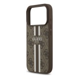 CG Mobile Apple iPhone 17 Pro guess 4g printed stripes szilikon védő (ütésálló, bőr hatású hátlap, magsafe) sötétbarna