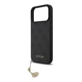 CG Mobile Apple iPhone 17 Pro Max guess 4g charms műanyag telefonvédő (textil hátlap, telefondísz) sötétszürke