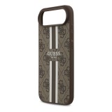CG Mobile Apple iPhone Air guess 4g printed stripes szilikon védő (ütésállóság, bőr hatású hátlap, magsafe) sötétbarna