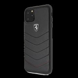 CG MOBILE Ferrari Scuderia műanyag telefonvédő (valódi bőr hátlap) FEKETE [Apple iPhone 11 Pro Max] (FEHQUHCN65BK) - Telefontok