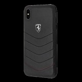 CG MOBILE Ferrari Scuderia műanyag telefonvédő (valódi bőr hátlap) FEKETE [Apple iPhone XS Max 6.5] (FEHQUHCI64BK)