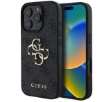Cg mobile GUESS 4G BIG LOGO szilikon telefonvédő (ütésállóság, bőr hatású hátlap) FEKETE Apple iPhone 16 Pro