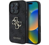 Cg mobile GUESS 4G BIG LOGO szilikon telefonvédő (ütésállóság, bőr hatású hátlap) FEKETE Apple iPhone 16 Pro Max