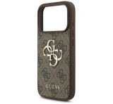 Cg mobile GUESS 4G BIG LOGO szilikon telefonvédő (ütésállóság, bőr hatású hátlap) SÖTÉTBARNA Apple iPhone 17 Pro