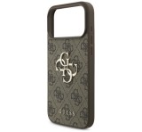 Cg mobile GUESS 4G BIG LOGO szilikon telefonvédő (ütésállóság, bőr hatású hátlap) SÖTÉTBARNA Apple iPhone 17 Pro Max