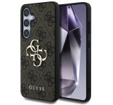 Cg mobile GUESS 4G BIG LOGO szilikon telefonvédő (ütésállóság, bőr hatású hátlap) SÖTÉTBARNA Samsung Galaxy S25 Plus (SM-S936)