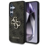 Cg mobile GUESS 4G BIG LOGO szilikon telefonvédő (ütésállóság, bőr hatású hátlap) SÖTÉTBARNA Samsung Galaxy S25 (SM-S931)