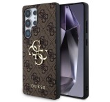 Cg mobile GUESS 4G BIG LOGO szilikon telefonvédő (ütésállóság, bőr hatású hátlap) SÖTÉTBARNA Samsung Galaxy S25 Ultra (SM-S938)