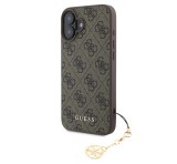 Cg mobile GUESS 4G CHARMS műanyag telefonvédő (textil hátlap, telefondísz) BARNA Apple iPhone 16