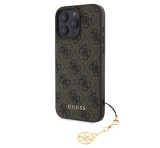 Cg mobile GUESS 4G CHARMS műanyag telefonvédő (textil hátlap, telefondísz) BARNA Apple iPhone 16 Pro Max