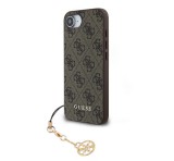 Cg mobile GUESS 4G CHARMS műanyag telefonvédő (textil hátlap, telefondísz) BARNA Apple iPhone 16e