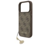 Cg mobile GUESS 4G CHARMS műanyag telefonvédő (textil hátlap, telefondísz) BARNA Apple iPhone 17 Pro