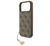 Cg mobile GUESS 4G CHARMS műanyag telefonvédő (textil hátlap, telefondísz) BARNA Apple iPhone 17 Pro Max