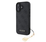 Cg mobile GUESS 4G CHARMS műanyag telefonvédő (textil hátlap, telefondísz) SÖTÉTSZÜRKE Apple iPhone 16