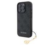 Cg mobile GUESS 4G CHARMS műanyag telefonvédő (textil hátlap, telefondísz) SÖTÉTSZÜRKE Apple iPhone 16 Pro