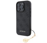 Cg mobile GUESS 4G CHARMS műanyag telefonvédő (textil hátlap, telefondísz) SÖTÉTSZÜRKE Apple iPhone 16 Pro Max