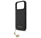 Cg mobile GUESS 4G CHARMS műanyag telefonvédő (textil hátlap, telefondísz) SÖTÉTSZÜRKE Apple iPhone 17 Pro Max