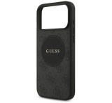 Cg mobile GUESS 4G CIRCLE CLASSIC LOGO szilikon telefonvédő (ütésállóság, textil hátlap, MagSafe) FEKETE Apple iPhone 17 Pro Max