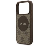 Cg mobile GUESS 4G CIRCLE CLASSIC LOGO szilikon telefonvédő (ütésállóság, textil hátlap, MagSafe) SÖTÉTBARNA Apple iPhone 17 Pro Max