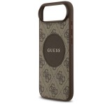 Cg mobile GUESS 4G CIRCLE CLASSIC LOGO szilikon telefonvédő (ütésállóság, textil hátlap, MagSafe) SÖTÉTBARNA Apple iPhone Air
