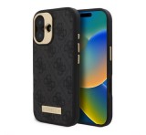 Cg mobile GUESS 4G LOGO PLATE szilikon telefonvédő (textil hátlap, MagSafe) FEKETE Apple iPhone 16 Plus