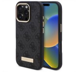 Cg mobile GUESS 4G LOGO PLATE szilikon telefonvédő (textil hátlap, MagSafe) FEKETE Apple iPhone 16 Pro