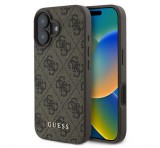 Cg mobile GUESS 4G METAL GOLD LOGO műanyag telefonvédő (textil hátlap) BARNA Apple iPhone 16 Plus