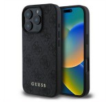 Cg mobile GUESS 4G METAL GOLD LOGO műanyag telefonvédő (textil hátlap) FEKETE Apple iPhone 16 Pro