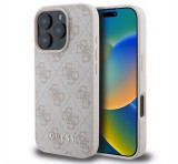 Cg mobile GUESS 4G METAL GOLD LOGO műanyag telefonvédő (textil hátlap) RÓZSASZÍN Apple iPhone 16 Pro Max