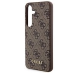 Cg mobile GUESS 4G METAL GOLD LOGO műanyag telefonvédő (textil hátlap) SÖTÉTBARNA Samsung Galaxy S24 (SM-S921)