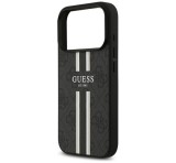 Cg mobile GUESS 4G PRINTED STRIPES szilikon telefonvédő (ütésállóság, bőr hatású hátlap, MagSafe) FEKETE Apple iPhone 17 Pro