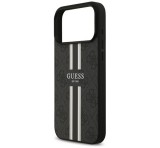 Cg mobile GUESS 4G PRINTED STRIPES szilikon telefonvédő (ütésállóság, bőr hatású hátlap, MagSafe) FEKETE Apple iPhone 17 Pro Max