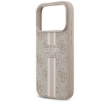 Cg mobile GUESS 4G PRINTED STRIPES szilikon telefonvédő (ütésállóság, bőr hatású hátlap, MagSafe) RÓZSASZÍN Apple iPhone 17 Pro