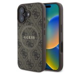Cg mobile GUESS 4G RING CLASSIC LOGO szilikon telefonvédő (ütésállóság, textil hátlap, MagSafe) BARNA Apple iPhone 16 Plus
