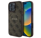 Cg mobile GUESS 4G RING CLASSIC LOGO szilikon telefonvédő (ütésállóság, textil hátlap, MagSafe) BARNA Apple iPhone 16 Pro