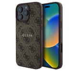 Cg mobile GUESS 4G RING CLASSIC LOGO szilikon telefonvédő (ütésállóság, textil hátlap, MagSafe) BARNA Apple iPhone 16 Pro Max