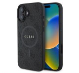 Cg mobile GUESS 4G RING CLASSIC LOGO szilikon telefonvédő (ütésállóság, textil hátlap, MagSafe) FEKETE Apple iPhone 16